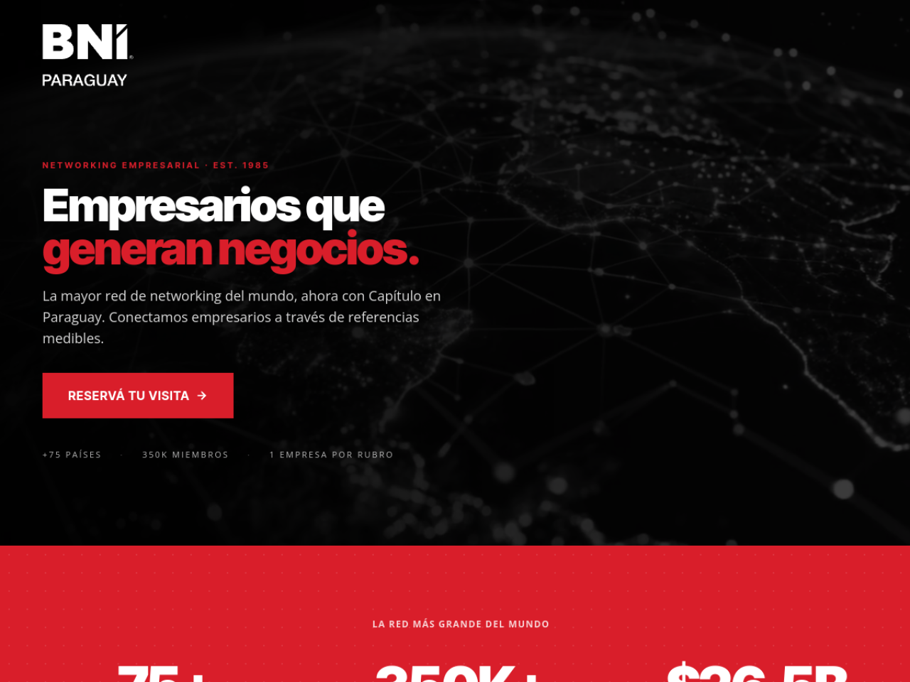 Landing page de BNI Paraguay